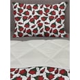 thumbnail image 3 of Roses Comforter & Sham Bedding Set, Flowers Petals and Buds on Plain Backdrop Valentines Day Themed Print, 3 pcs Duvet Set Microfiber Filling Quilt, 5 Sizes, Vermilion Emerald White, by Ambesonne, 3 of 4