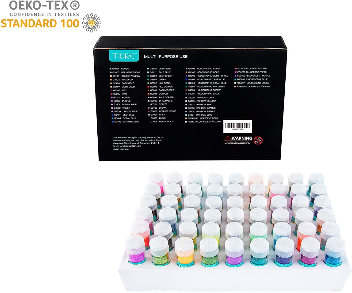 Holographic Glitter Set - 54 Colors Extra Fine Glitter for Crafts, Nail Art, Tumblers, Slime | Multi-Use Body Face Hair Cosmetic Glitters | Bulk Holiday Decor (Christmas, Halloween)