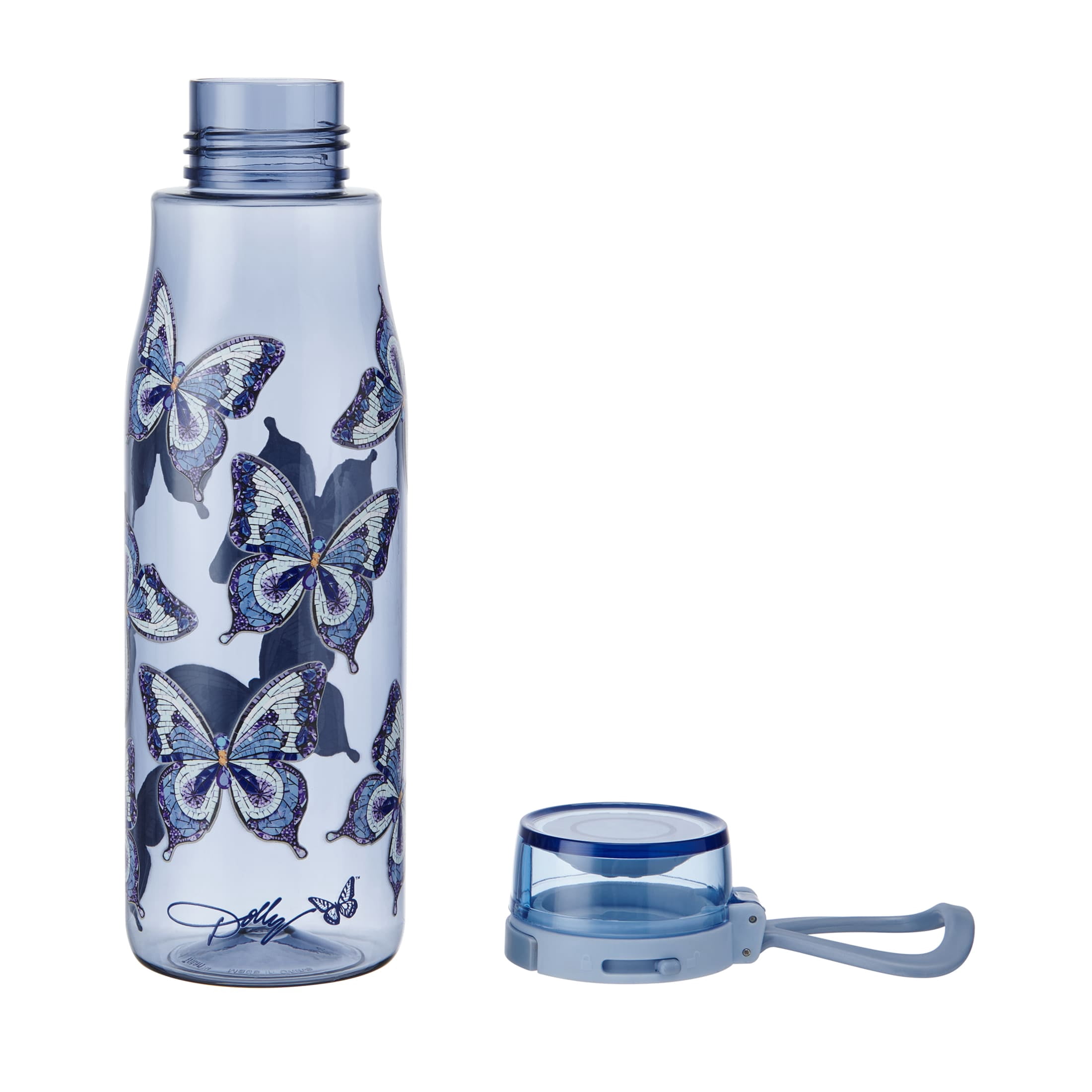 Dolly Parton 24 oz Tritan Water Bottle Blue Butterfly