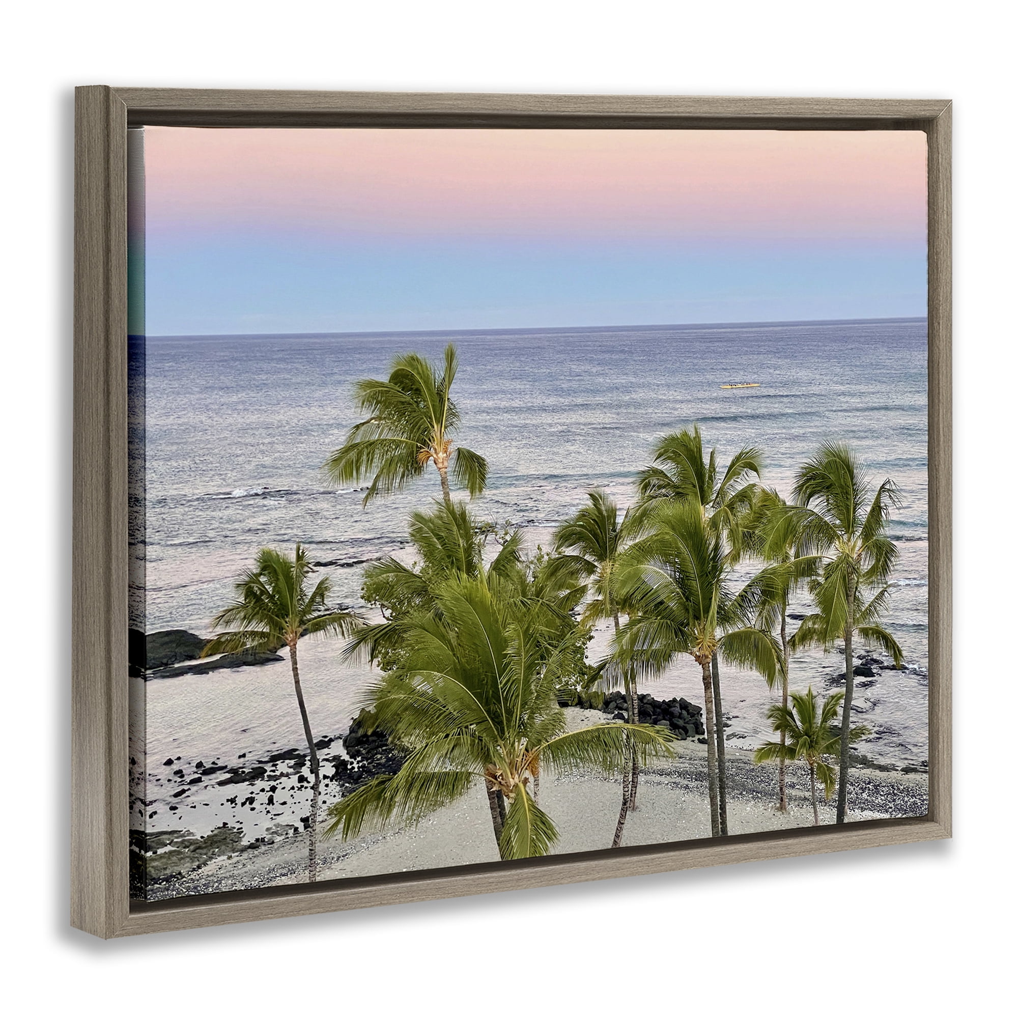 Stupell Industries Afternoon Palms Horizon Landscape Photography Brown Floater Framed Canvas Art Print Wall Art, 31 x 25