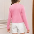 thumbnail image 3 of Dwellite Crop Tops Long Sleeve T Shirts for Kids Casual Trendy Crewneck Slim Fit Basic Tee Solid Color Shirts Pink 140, 3 of 3