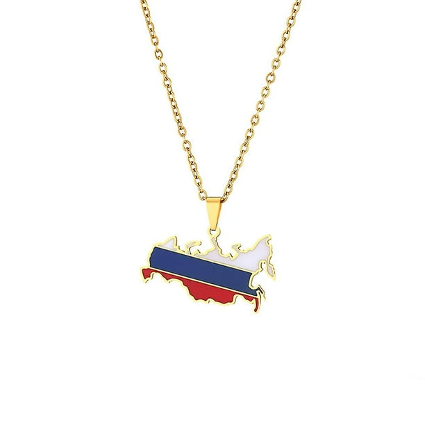 Collar de mapa de Rusia Collar de Rusia Collar con colgante de Rusia de acero inoxidable