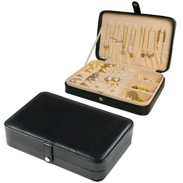 Kabuer Jewelry Box, Compact Organizer for Women, Gift for Jewelry Storage on The Go in Black