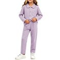 thumbnail image 7 of Asxite Toddler Girls Fall Outfits Plaid Lapel Top Straight Leg Pants Casual Loose Breathable 2 Piece Set 9T, 7 of 7
