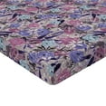 thumbnail image 4 of Ambesonne Asian Floral Fitted Sheet, Grunge Ornaments Roses, Queen Size, Blue Violet Dried Rose, 4 of 5