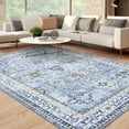 thumbnail image 2 of ZACOO 9' x 12' Large Area Rug for Living Room Bedroom Vintage Boho Rug Non-Slip Soft Foldable Accent Rug for Bedroom Office Dining Room, Blue, 2 of 9