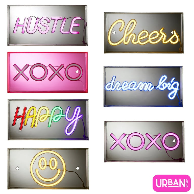✨xoxo✨ Urban Shop LED Neon XOXO Light-up Clear Acrylic Box, Pink