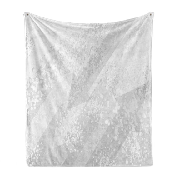 Neutral Soft Flannel Fleece Blanket, Faded Stains and Spots on a Plain Background Intersecting Drawings Graphic, Cozy Plush for Indoor and Outdoor Use, 50" x 70", Pearl and Pale Grey, by Ambesonne