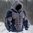thumbnail image 3 of Migroa Men's Cozy Fleese Hoodie with 3D Muscle Pattern - Trendy Pullover for Casual & Party, Standout Streetwear Style Under $25, Blue M, 3 of 4