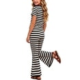 thumbnail image 5 of BXJX Girls Outfit Sets 2 Piece, Crew Neck Striped Short Sleeve Girls Summer Clothing Sets Black Size 5-6 T, 5 of 7