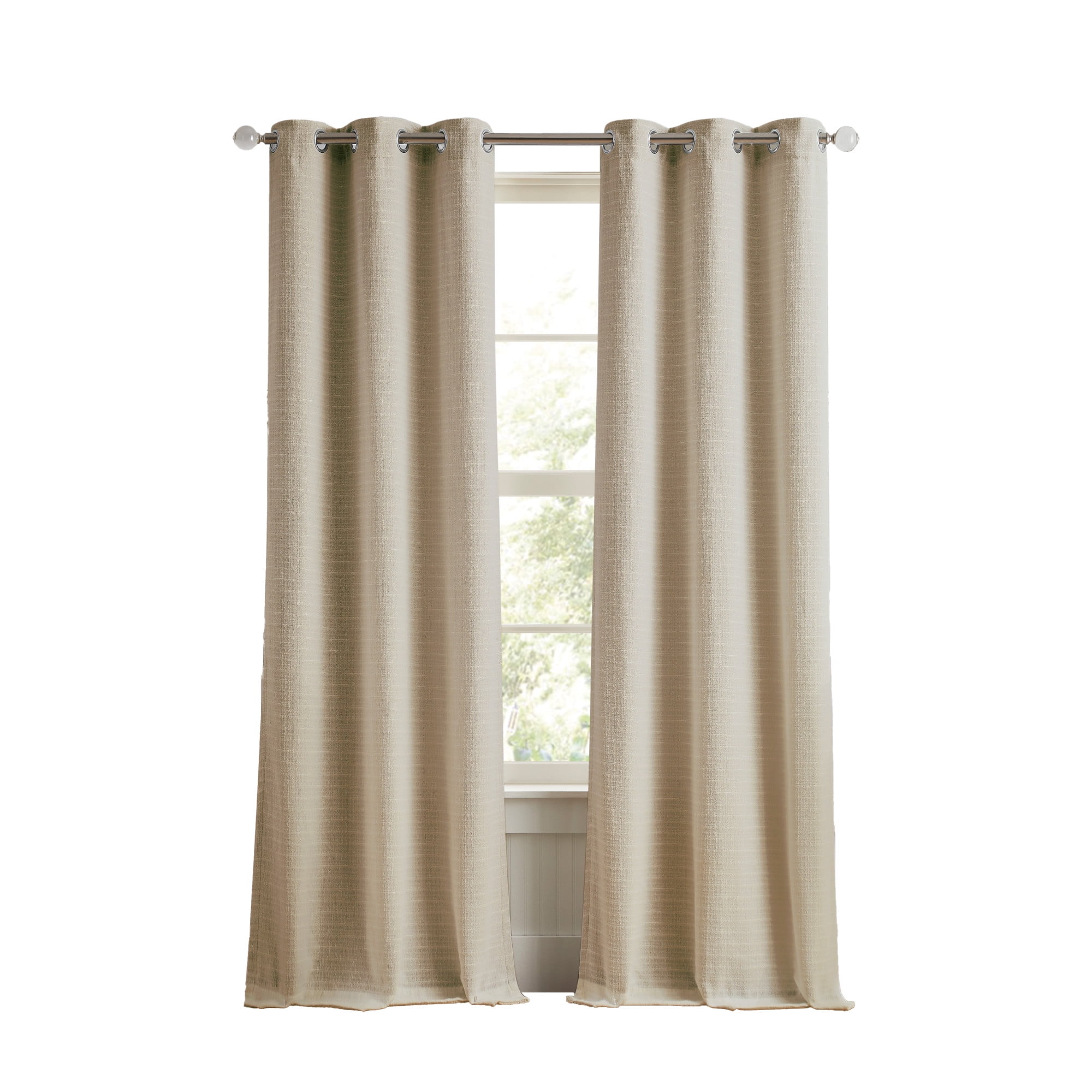Martha Stewart Sutter Room Darkening Curtain Panel Pair, Lined, Sand, Grommet, Indoor, Adult, 2 Piece Set, 37" x 84"