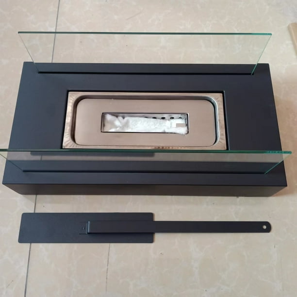 Chimenea rectangular de escritorio, chimenea rectangular de metal, chimenea de alcohol, estufa de alcohol para interior y exterior, moda