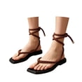 thumbnail image 3 of EliteGoogv Womens Flat Sandals Rope Straps Weave Summer Beach Shoes Sandals For Women Lightweight Open Toe Casual Sandals Brown US :9.5, 3 of 5