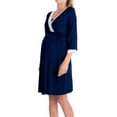 thumbnail image 3 of FASHIONWT Women Plus Size Maternity 3/4 Sleeve V-Neck Lace Knee Length Smock Dress Robe Pajama, 3 of 4