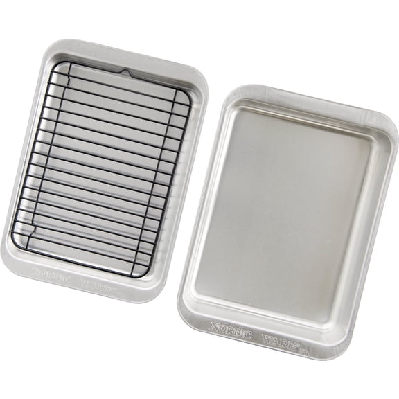 Nordic Ware Naturals Compact Grill and Bake Set - Non-Stick - 3 Piece, Silver — Residential Use, Standard Application