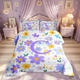 thumbnail image 2 of Meiyoeat Summer Bloom Floral Letter C King Size Comforter Sets for Women Girls, Cartoon Multi Color Daisy Comforters King Size, Reversible, 3pcs, 2 of 6