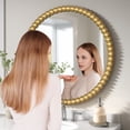 thumbnail image 6 of WallBeyond 28 inch Beaded Frame Round Wall Mirror for Bedroom Living Room, Bathroom decorative Mirror for Wall, Gold, 6 of 7