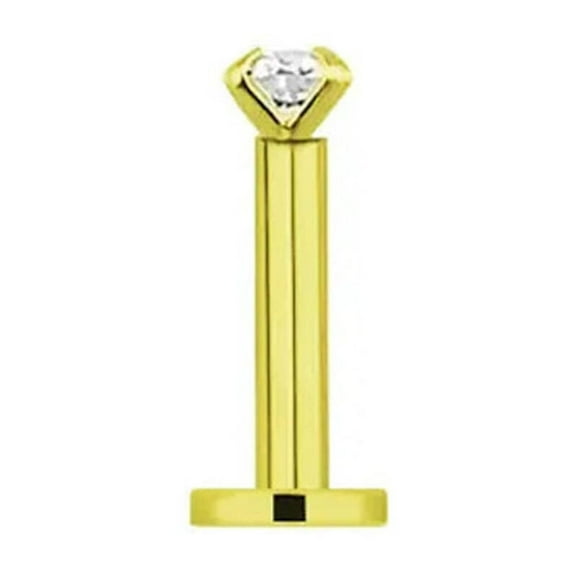 18 Karat Solid Gold Labret / Monroe Stud 16 Gauge with Threadless CZ
