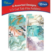 New Generation Decorative Letter Size 1/3 Cut Tab File Folders, Marble Patterns, 12 Count