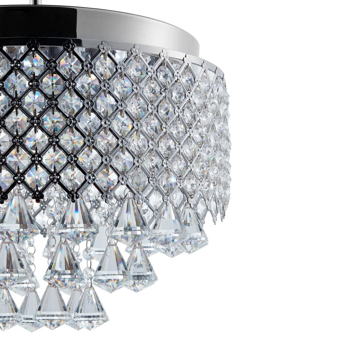 Finesse Decor Dimmable Tube Style Flush Pendant Lamp Chandelier, Silver