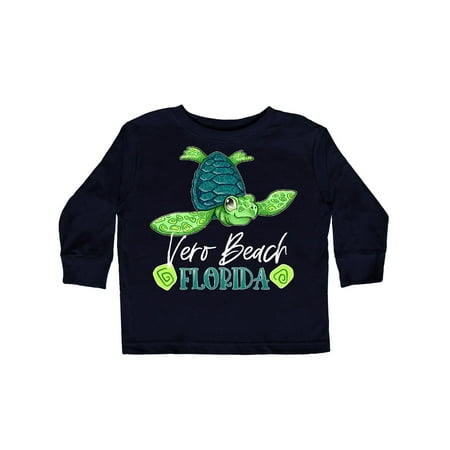 

Inktastic Vero Beach Florida Happy Sea Turtle Gift Toddler Boy or Toddler Girl Long Sleeve T-Shirt