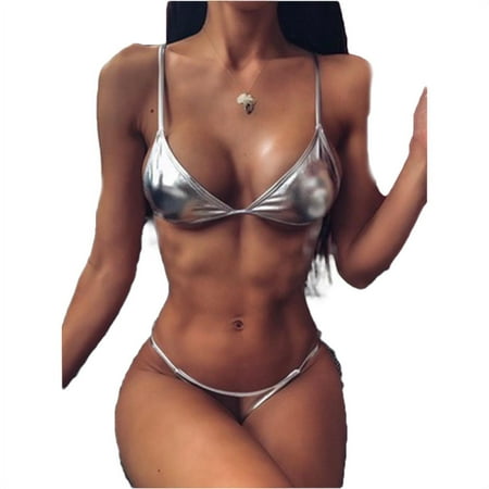 Nituyy Women Thong Bikini Biquini Set Summer Swimwear Push Up Padded Bra Bathing Suit Beach Wear
