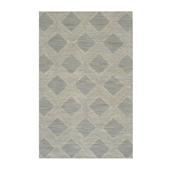 Blue Wool Rug 7x9 Modern Hand-Tufted Area Rug Plush Durable Floor Covering Transitional Design