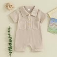thumbnail image 2 of Chbgutlmr Baby Clothes Boy Girl Toddler Short Sleeve Half Button Rompers Infant Summer Lapel Neck Jumpsuits, 2 of 3