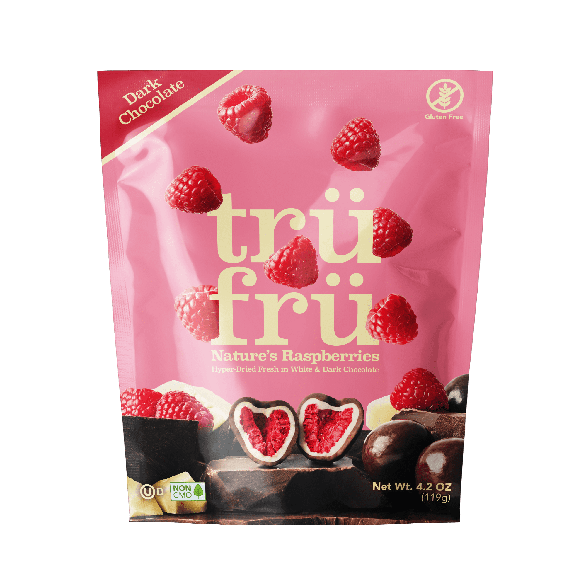 (3 pack) Tru Fru Dark Chocolate Dipped Hyper Dried Real Raspberries (4.2 oz)