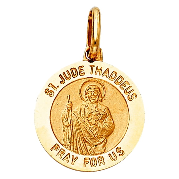 14k Yellow Gold St. Jude Thaddeus Medal 15mm D Pendant Necklace Pendant for Women - 2.0 Grams