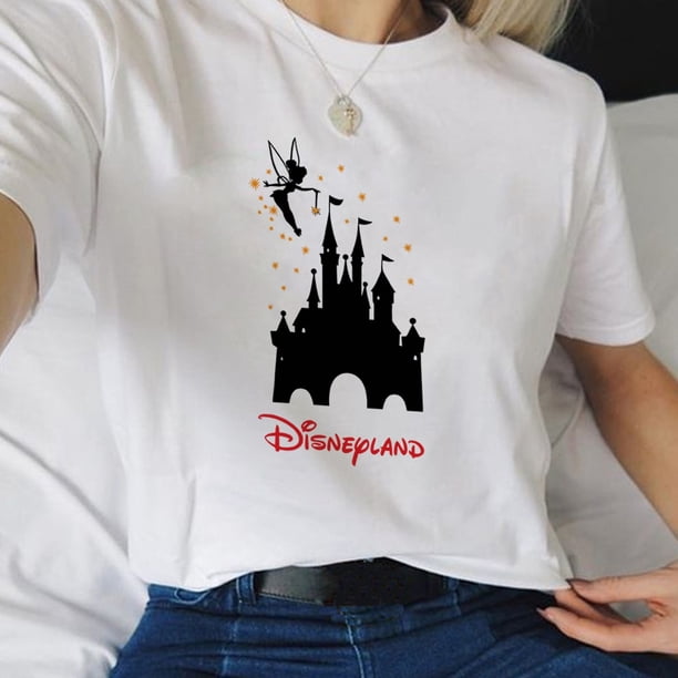Disneyland 50 Anniversary Mickey Mouse T-shirt Women Aesthetic Fashion Summer European Clothing Ladies White Tops StreetwearXXL Gao Jinjia LED