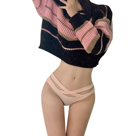 MZXELPRJD Womens Underwear Women Casual Sports Solid Color Hollow Decorated Ice Silk Briefs Panties for Women Pack Red