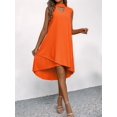 thumbnail image 5 of Women V-Neck Floral Printed A-Line Elegant Dresses Sleeveless Sundress Casual Boho Dress Orange S, 5 of 8