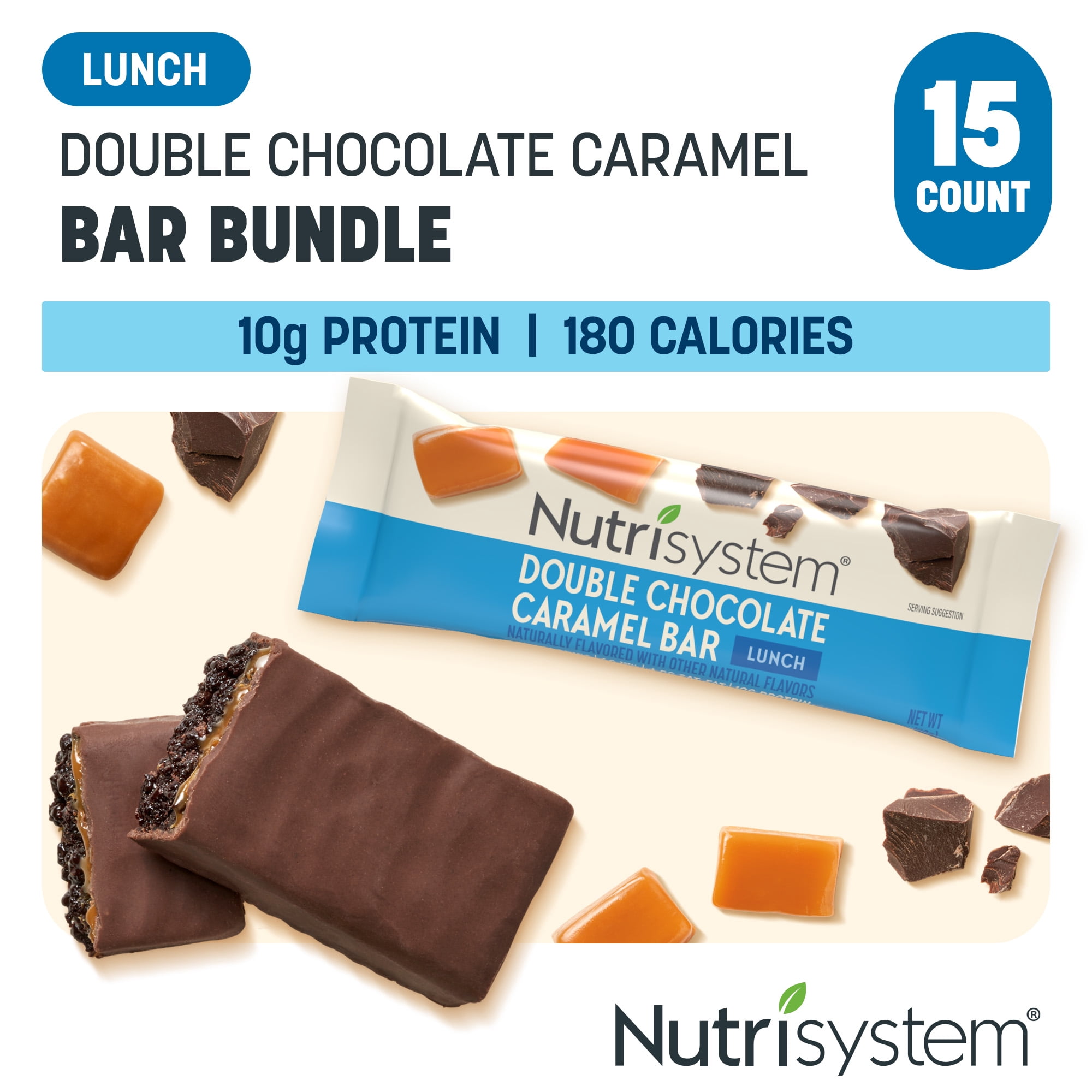 Nutrisystem for Weight Loss, Double Chocolate Caramel Bar Pack , 10g Protein, 15 Count