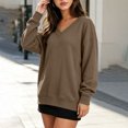 thumbnail image 5 of BUIGTTKLOP Sweatshirts for Women Oversized Long Sleeve Shirts V Neck Side Slit Pullover Cozy Tops Fall Winter Fashion Outfits, 5 of 8