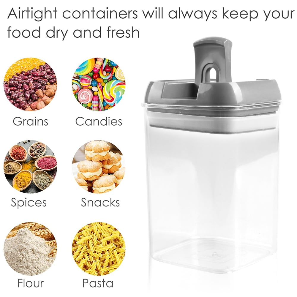 7 PCS Food Storage Containers With Lids, BPA Free Kitchen Airtight Storage Containers for Spaghetti, Pasta, Dry Food,Flour and Sugar, Plastic Canisters for Pantry Organization and Storage