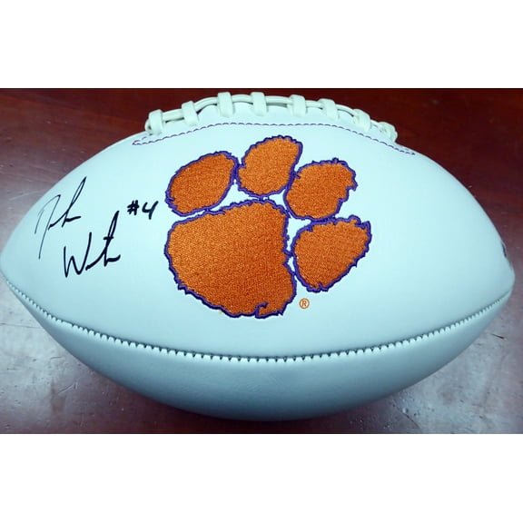 Deshaun Watson Autographed Clemson Tigers White Logo Football Beckett BAS 113698