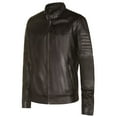 thumbnail image 2 of Mens Classic Leather Quilted Biker Jacket - Sutton in Black, 2 of 4