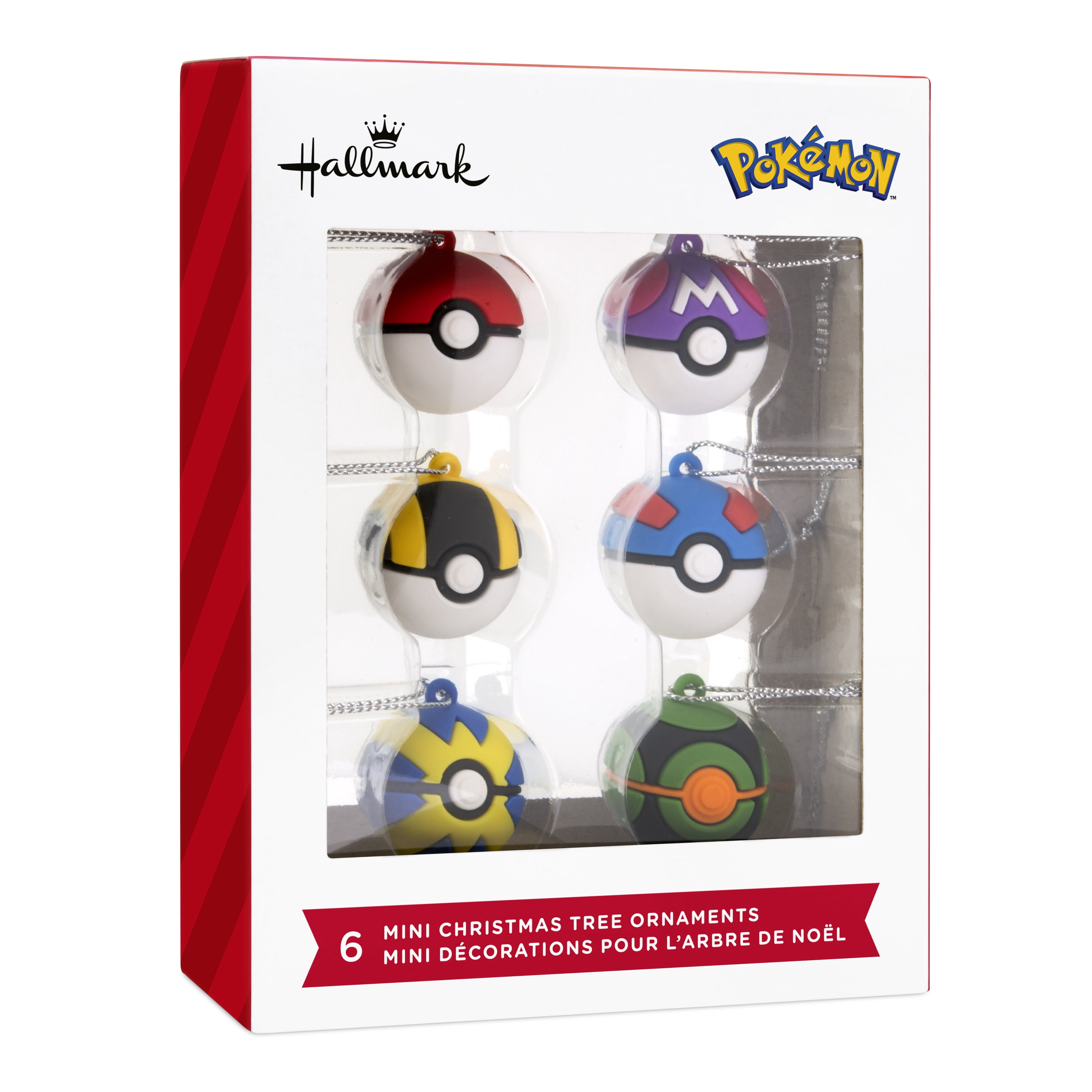Hallmark Mini Ornaments (Pokémon Poké Ball, Shttrprf), Set of 6, 1 Count