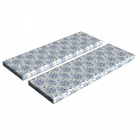 

Anemone Flower Bench Cushion Set of 2 Floral Pattern with Bouquet of Blue Flowers Delicate Victorian Design Standard Size Foam Pad and Decorative Cover Night Blue White by Ambesonne