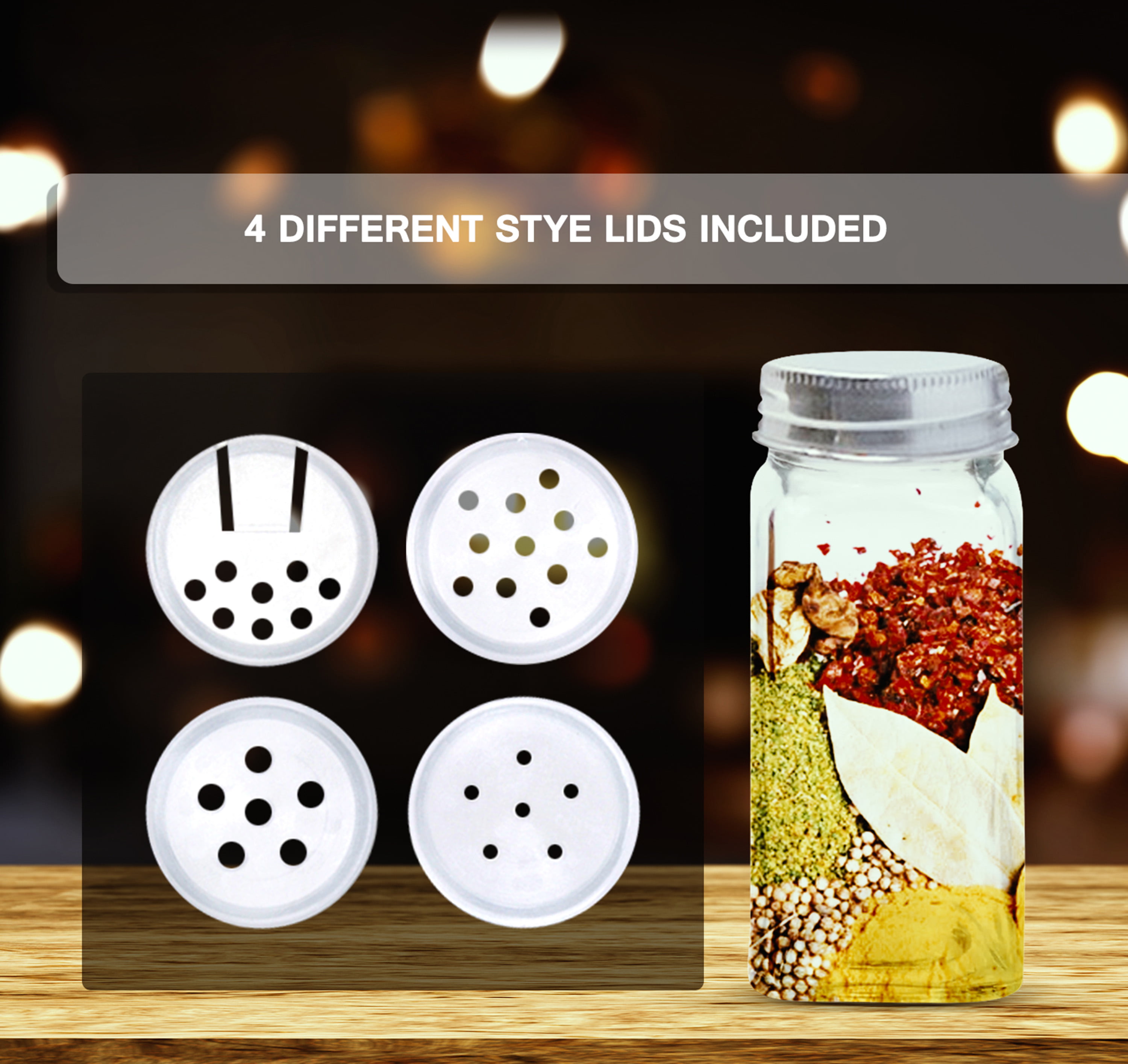 36 Spice Jars with 547 Labels - Glass Spice Jars with Shaker Lids - 4 oz Square Spice Cont