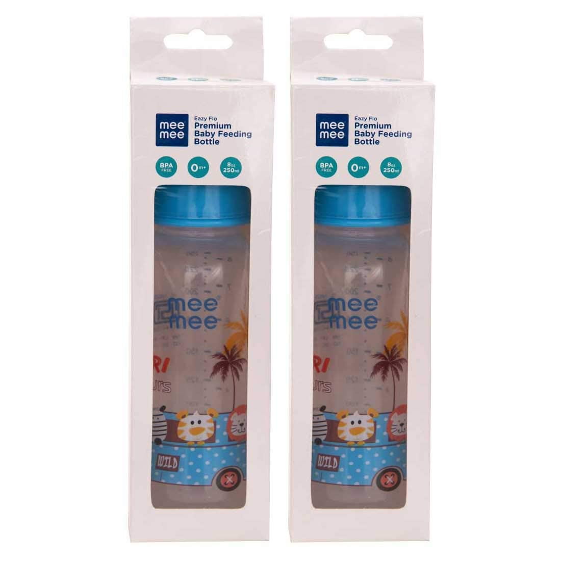 Mee Mee Baby Feeding Bottle 250ml |BPA-Free Baby Milk Bottle with Eazy Flo Technology (Sky Blue, Pack of 2)
