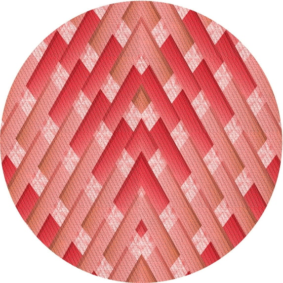 Ahgly Company Indoor Round Patterned Ferrari Red Area Rugs, 6' Round