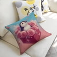 thumbnail image 5 of Penguin heart roses Linen toss pillowcase Decoration pillowcase Gift preferred 24x24" Cushion cover 1 set Sofa pillowcase Sofa bedroom living room car, 5 of 8