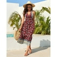 thumbnail image 2 of Yesfashion Women's Boho Deep V Neck Backless Flowy Floral Maxi Beach Dress, 2 of 5