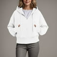thumbnail image 2 of zaveiop Hoodies for Women Zip Up Cropped Sweatshirts Casual Full Zip Jackets 2024 Fall Fashion Clothes with Pockets (White, L), 2 of 5