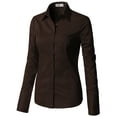 thumbnail image 2 of Doublju Women's Basic Long Sleeve Cotton Button Down Collared Shirt, 2 of 5