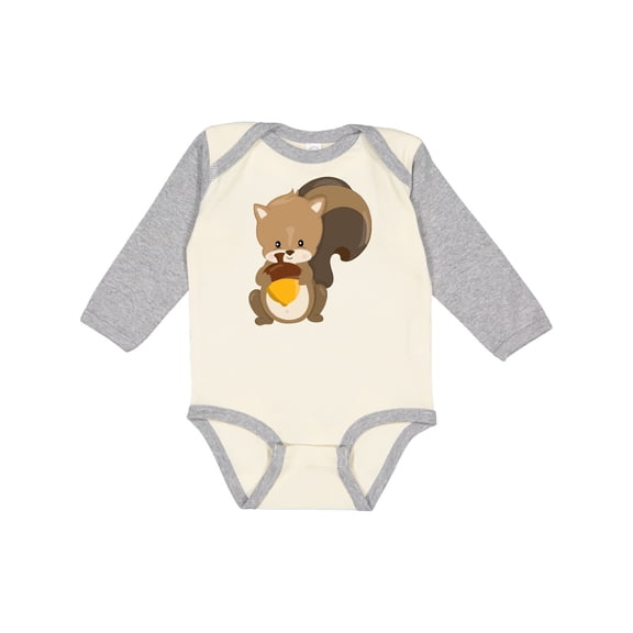 Inktastic Cute Woodland Animal Squirrel Boys or Girls Long Sleeve Baby Bodysuit