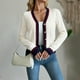 thumbnail image 5 of Cárdigan de moda para mujer, cuello en V, color liso, blusa con botones, suéter informal de otoño, cárdigan, blusa de poliéster para mujer, 5 of 9