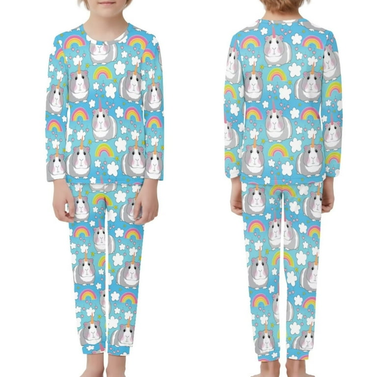 Renewold Hamster Rainbow Pajamas Set of 2 Teens Round Neck Blue Pj Pants Indoor Home Life Outfits Comfortable Daily Wear Athletic Loungewear Size 9 10 Walmart